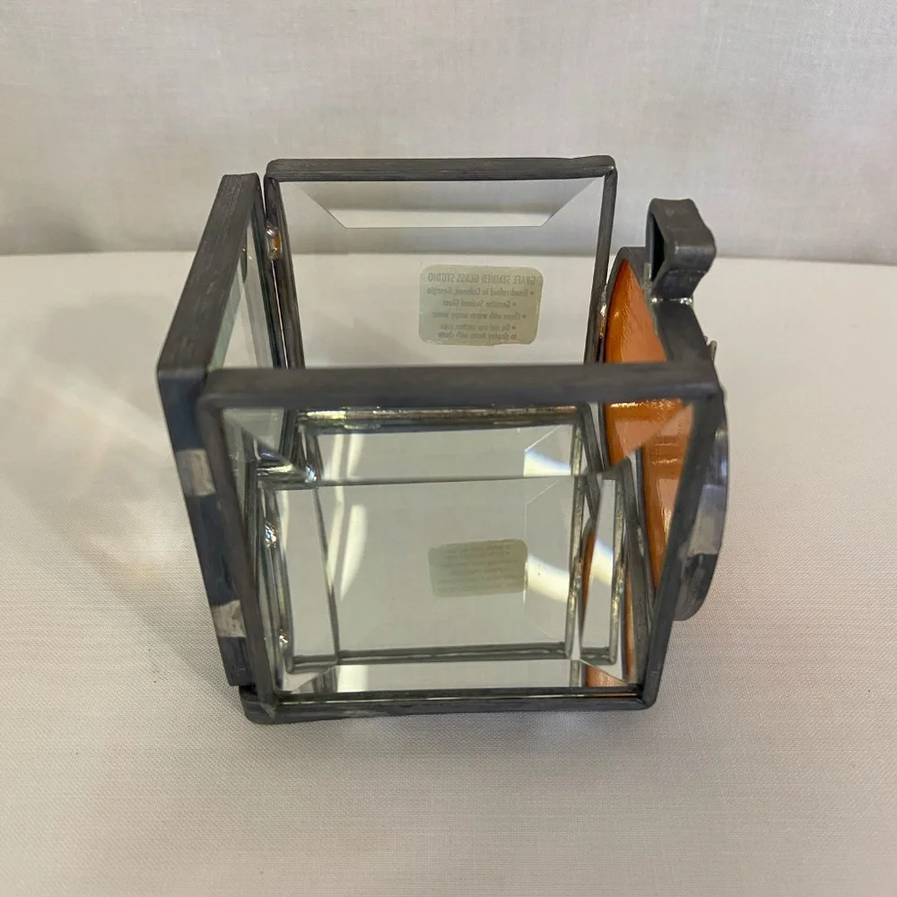 Pumpkin Candle Holder Stained Glass Grafe Studio 3 in. Fall Thanksgiving